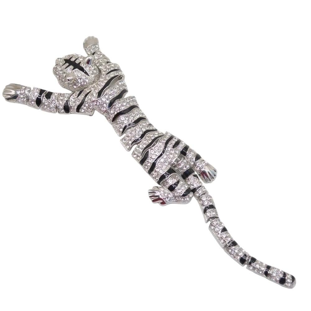 Rhinestone Large Tiger Brooch Elegant Shoulder Flash Fashion Shoulder Decor Brooch Party Occasions