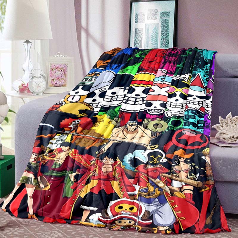 

One Piece Anime Print Blanket Warm Comfortable Flannel Blanket Suitable for Bedrooms, Sofas, Beds, Chairs, Picnics, Travel 75x90cm