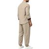 Men's 2‑Piece Linen‑Blend Set, Long‑Sleeve Button Shirt with Contrast Pattern Trim & Chest Pocket, Drawstring Jogger Pants Breathable Casual Outfit