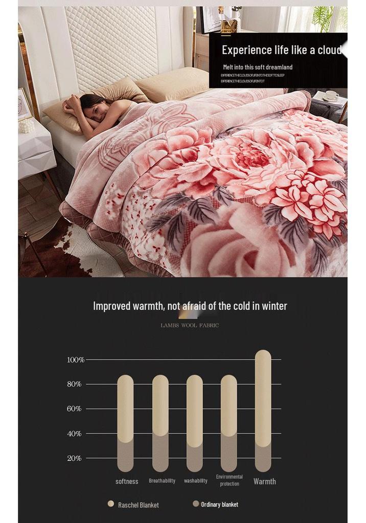 Thick Winter Double-Layer Raschel Flannel Wedding Gift Blanket
