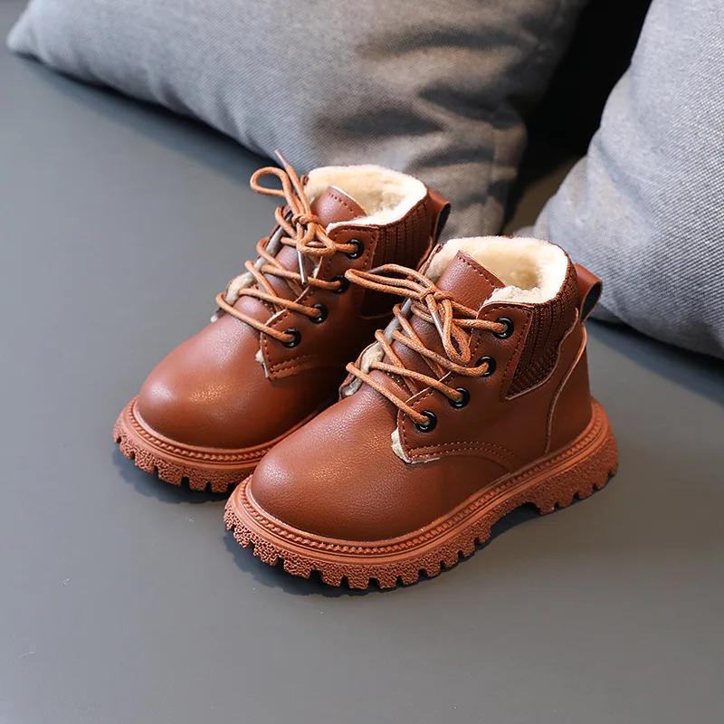 Style Children's Snow Boots Girls Boys Plush Short Boots Casual Warm Ankle Shoes Kids Sneakers for Kids I07086