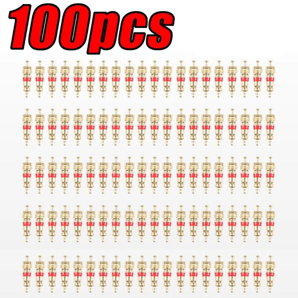 100pcs Copper Tire Valve Core Universal Valve Nozzle New Tire Exhaust Valve