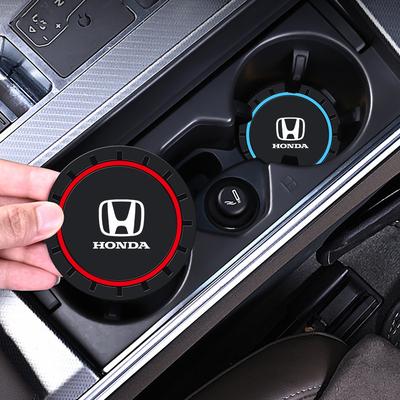 2pcs Silicone Car Coasters Water Cup Slots Non-Slip Mat Drink Pads For Mugen Power Civic Accords CRV Hrv Jazz CBR VTEC VFR
