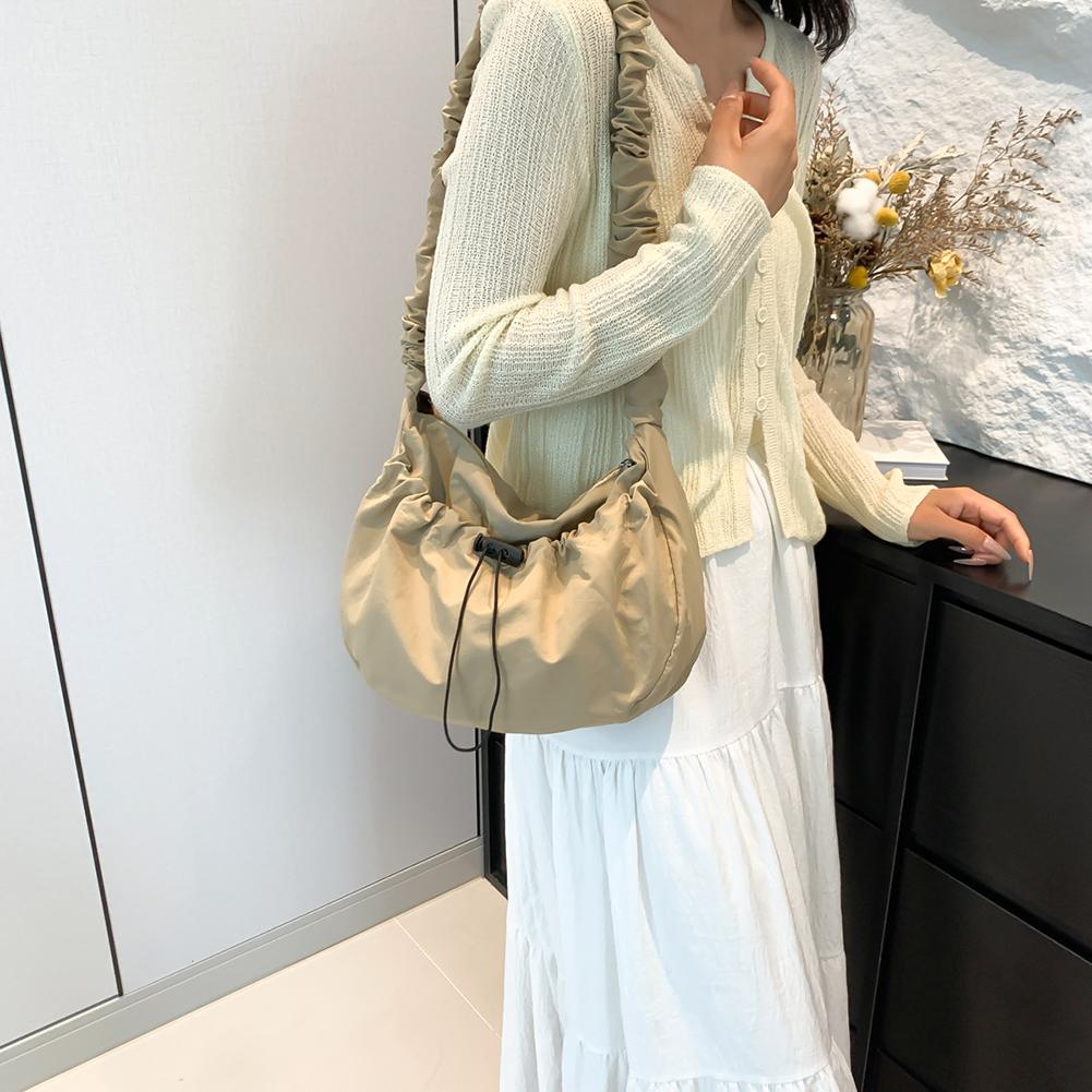Women Drawstring Satchel Bag Adjustable Strap Leisure Sling Bag Large Capacity Cloud Drawstring Hobo Bag Female Daily Bag