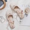 2025 Summer New Internet Celebrity Explosion Fashion Low Heel Flat Bottom with Skirt Shoes Bag Head Sandals Fairy Style