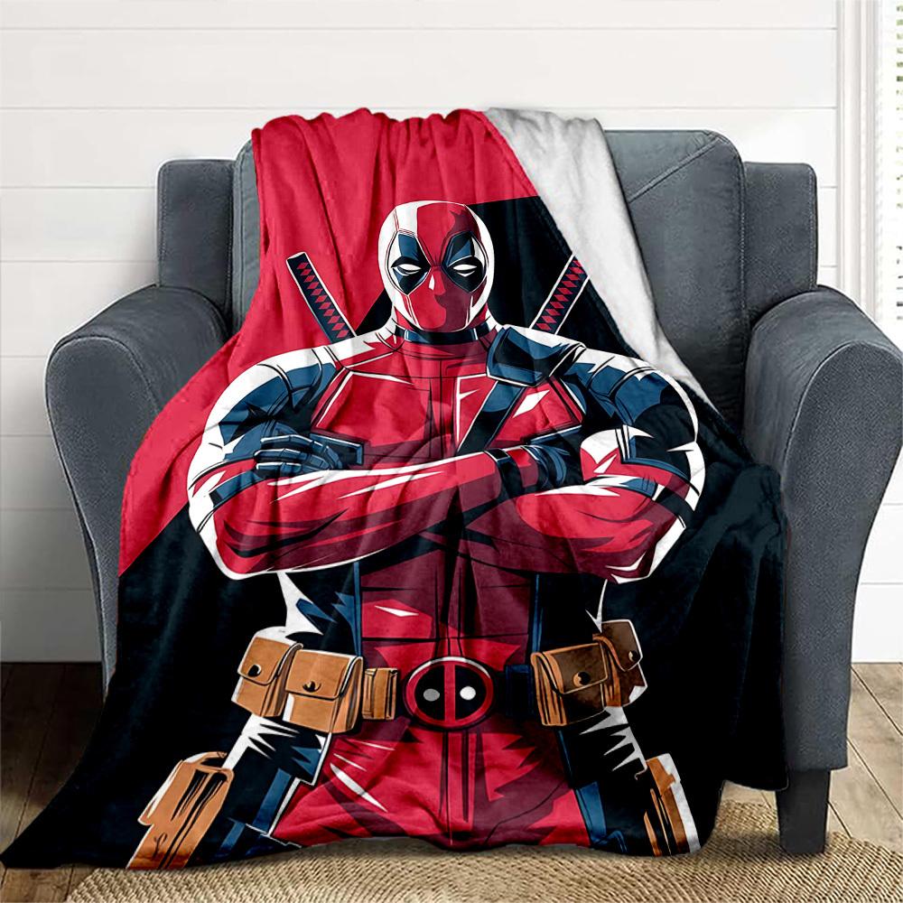 1pc Deadpool Comics Outdoor Blanket Lightweight Flannel, Soft & Warm, All-Season Use for Sofa, Outdoor, Camping, Living Room, Office016