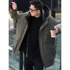 2025 Men's Black Hooded Mid-Length White Duck Down Parka