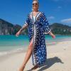 Copricostume da Spiaggia Europeo e Americano 2022: Cardigan a Raggi UV in Viscosa Stampata per Vacanze, Maglietta Protettiva Solare per Bikini da Donna