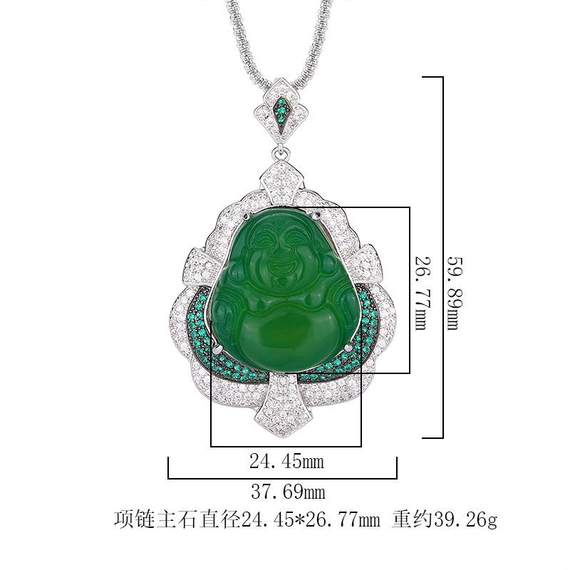 Huamei Jewelry Green Jade Marrow White Laughing Buddha God New Chinese Style Accessories Maitreya Necklaces Small