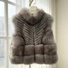 Fox hair car strip inlaid leather double dyeing process stand-up collar fur vest fur jacket women | wrong falling snow hill