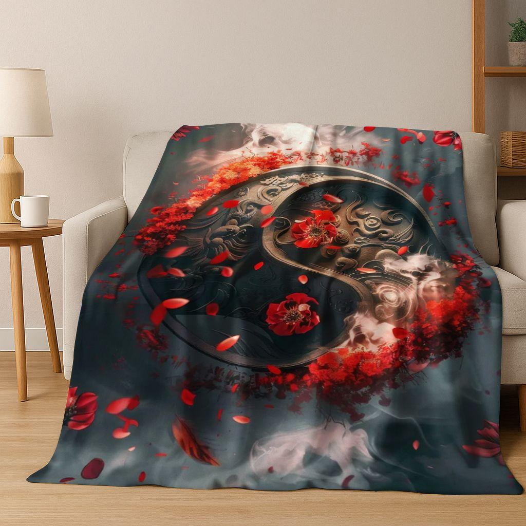 Nature Balance Yin Yang Tai Chi Black White Energy Flannel Blanket,Cozy Soft Throw Blanket for Home Bedroom Bed Sofa Cover Gift