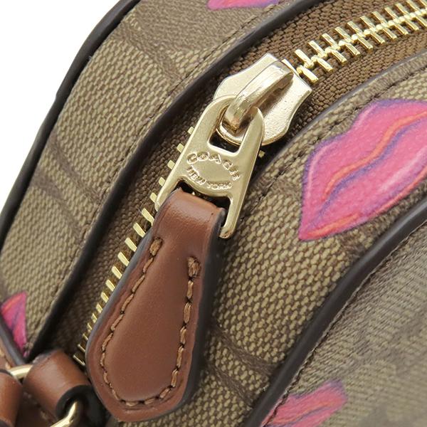COACH Mini Camera Bag Signature Canvas with Lip PrintShoulder Bag Smooth Rubbed Array