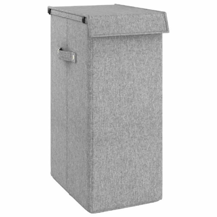 VidaXL Foldable Laundry Basket Grey 26x34.5x59.5 Cm Faux Linen Fabric 351039