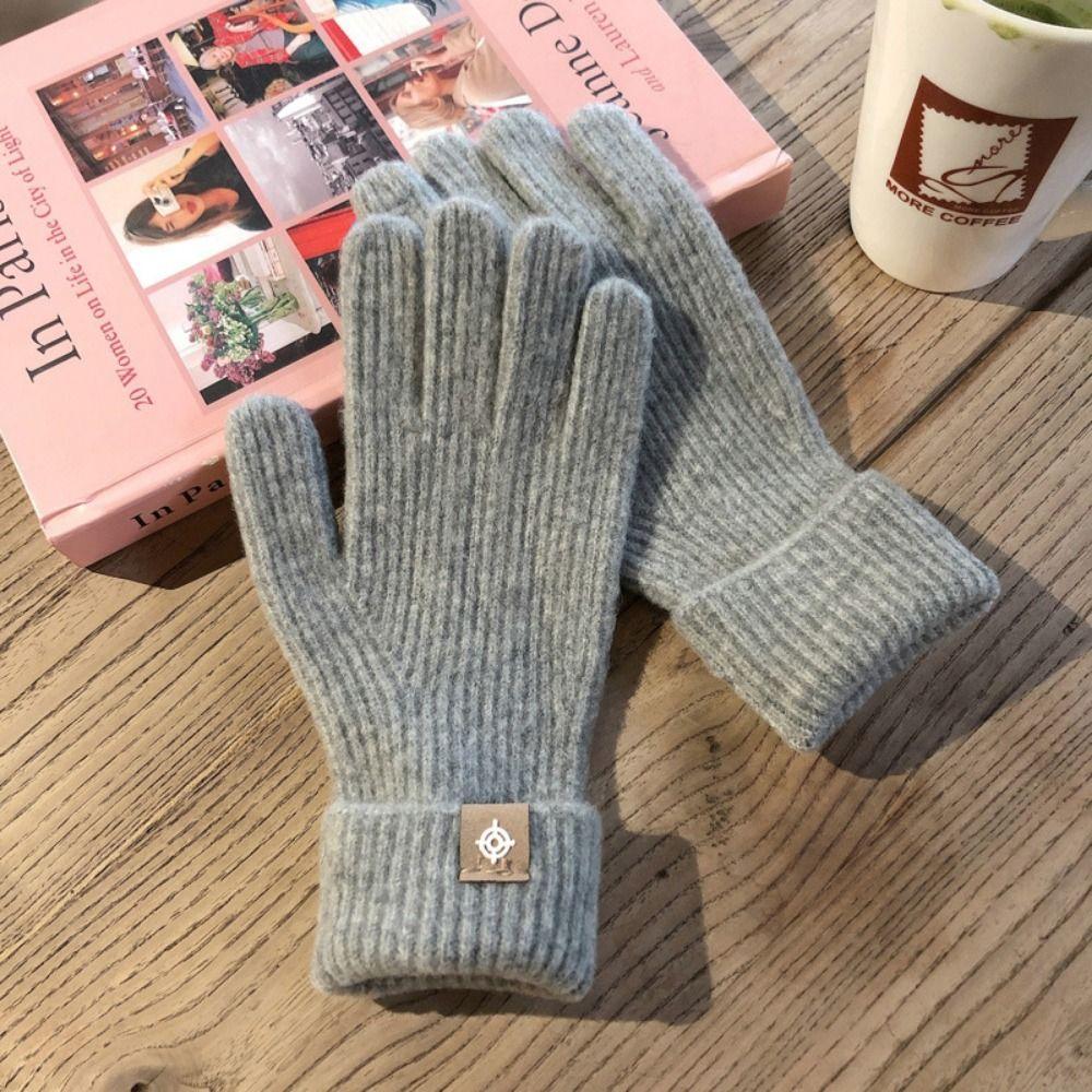 1 pair Wool Knitting Knitting Gloves Five Finger Cycling Driving Gloves Full Finger Mittens  Winter