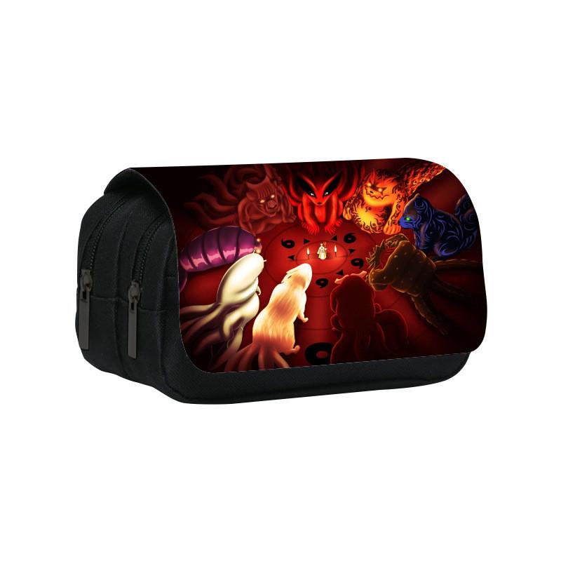 Naruto Shinobi Printed Twin Compartment Pen Pouch With Waterresistant Nylon For Students