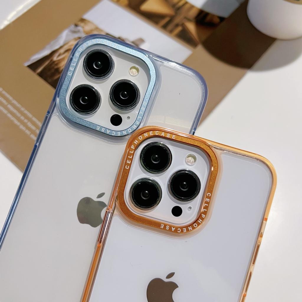 Applicable To Apple 15/14Promax High-transparency Flat Acrylic Metal Lens Frame Apple 15Pro Mobile Phone Case