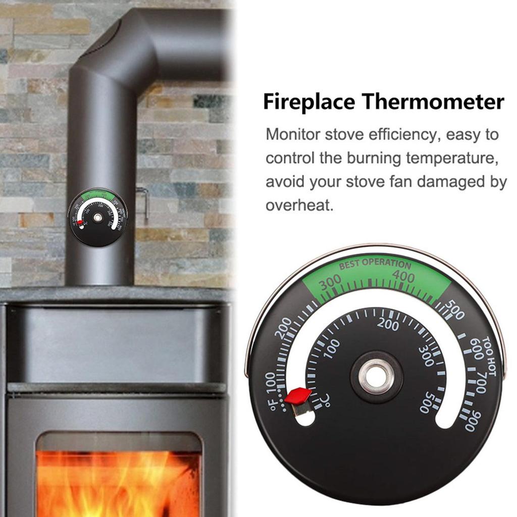 Aluminum Alloy Fireplace Fan Thermometer Magnet Stovepipe Thermometer household Wood Burning Stove Fireplace Thermometer