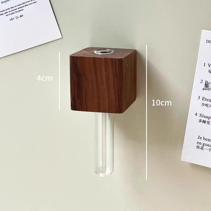 Solid Wood Magnetic Vase for Fresh Flowers and Single Stem Arrangements