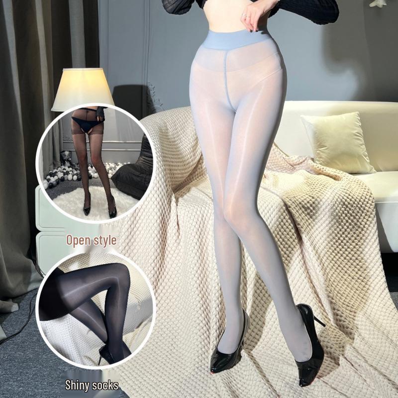Elegant Black Silky Horse Oil Pantyhose – Women's Shiny Aurora Tights