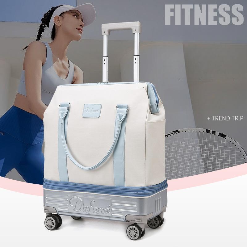 Foldable Travel Duffel Bag with Universal Wheels Large Capacity Rolling Luggage Bag