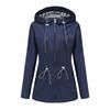Women's Long Sleeve Hooded Jacket Drawstring Loose Fit Casual Windbreaker Raincoat Outerwear