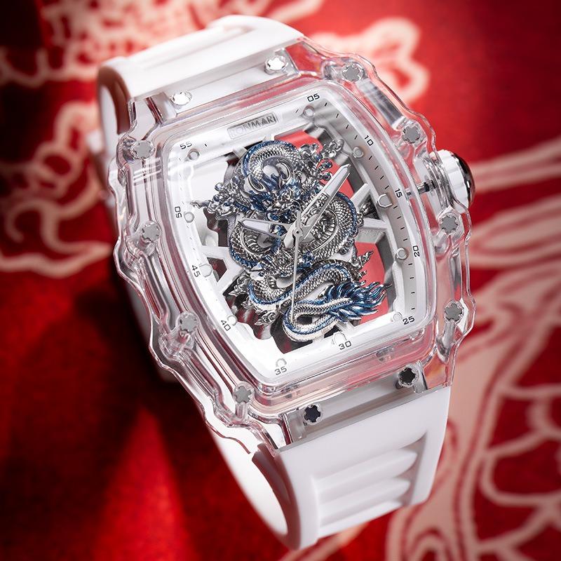 Langma R Acrylic Hollow Transparent Wine Barrel Men's Quartz Watch Automatic Quartz Watch Trend Sports