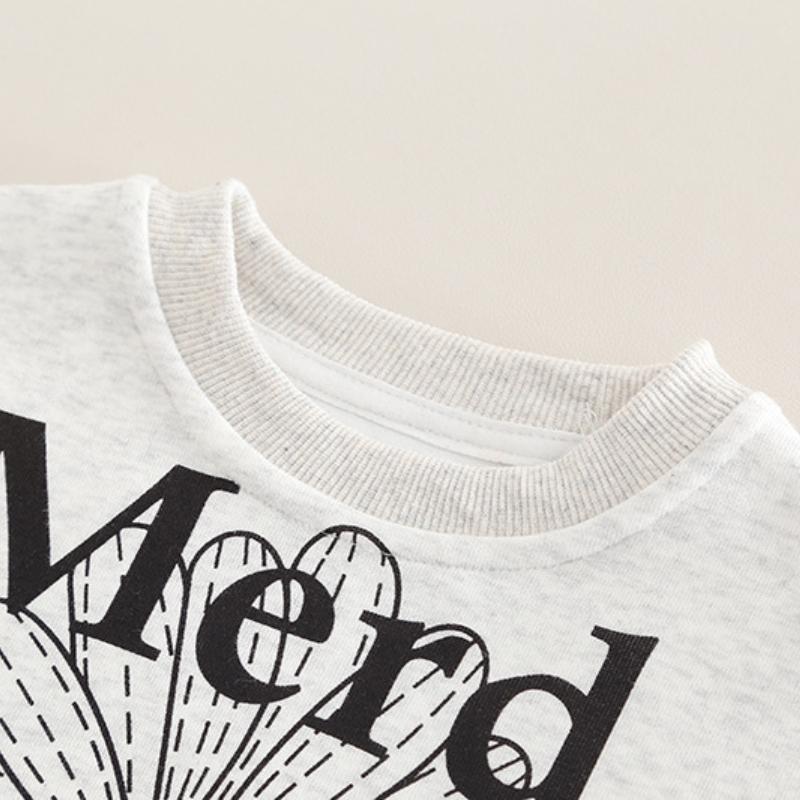 2 st/set Babyflickor Klädset Koreansk Stil Tecknat Tryck Spets Pullover Tröja + Byxor Småbarn Barn Träningsdräkter Barn Kostym