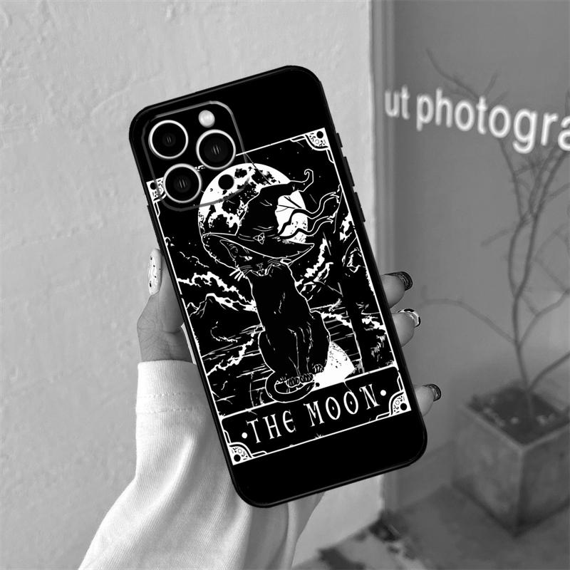 Moon Tarot Witch Cat Case For iPhone 16 15 11 12 13 14 Pro Max Plus XS X XR 12 13 Mini Back Cover