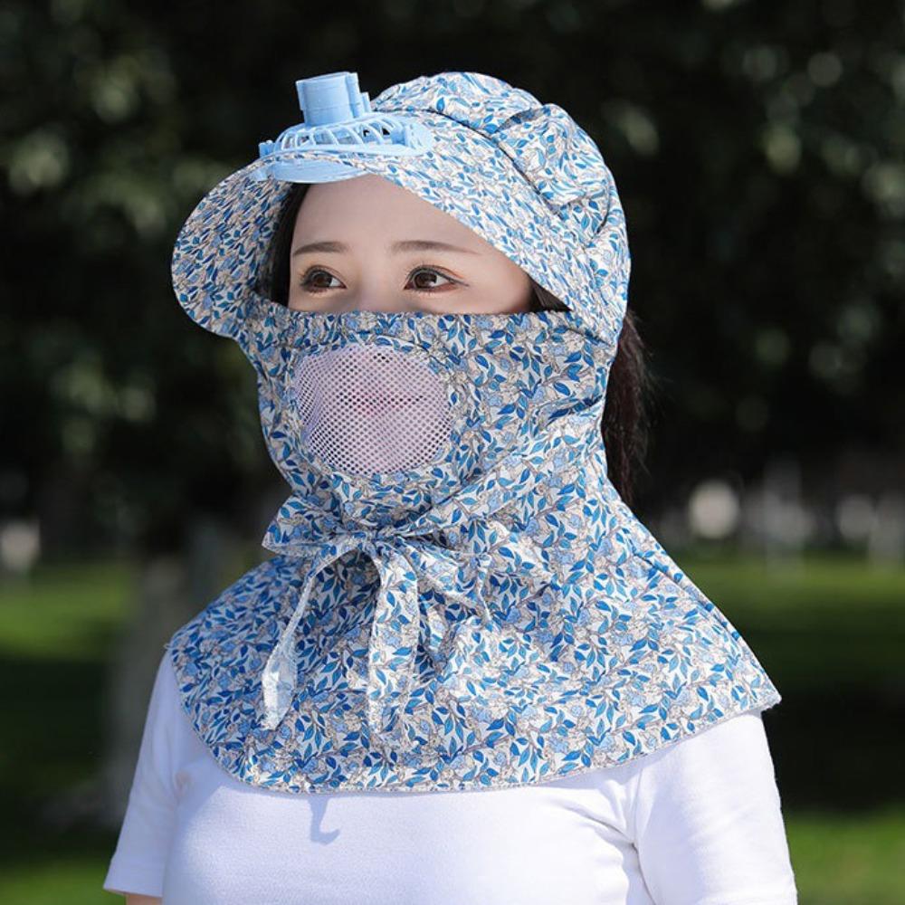 with Electric Fan Fan Camping Hat Breathable Camping Cap Fashion Face Hood Hat Outdoor