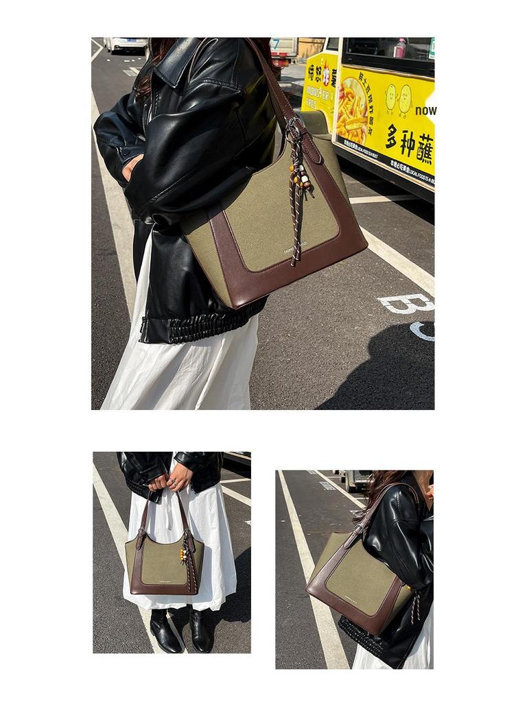 Herbst/Winter Retro Schulter-Eimerbeutel mit großem Fassungsvermögen - Modische Damenhandtasche für den Weg zur Arbeit