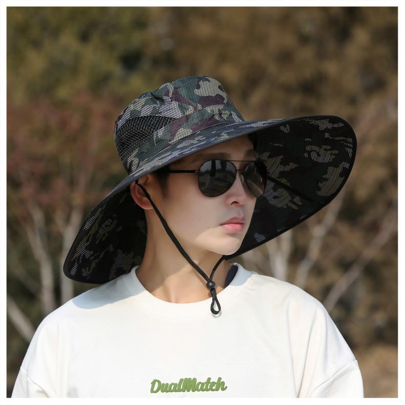 

Summer Korean Style Cotton Fishing Hat With 15cm Wide Brim For Men Outdoor Sun Protection 11cm Brim зелений