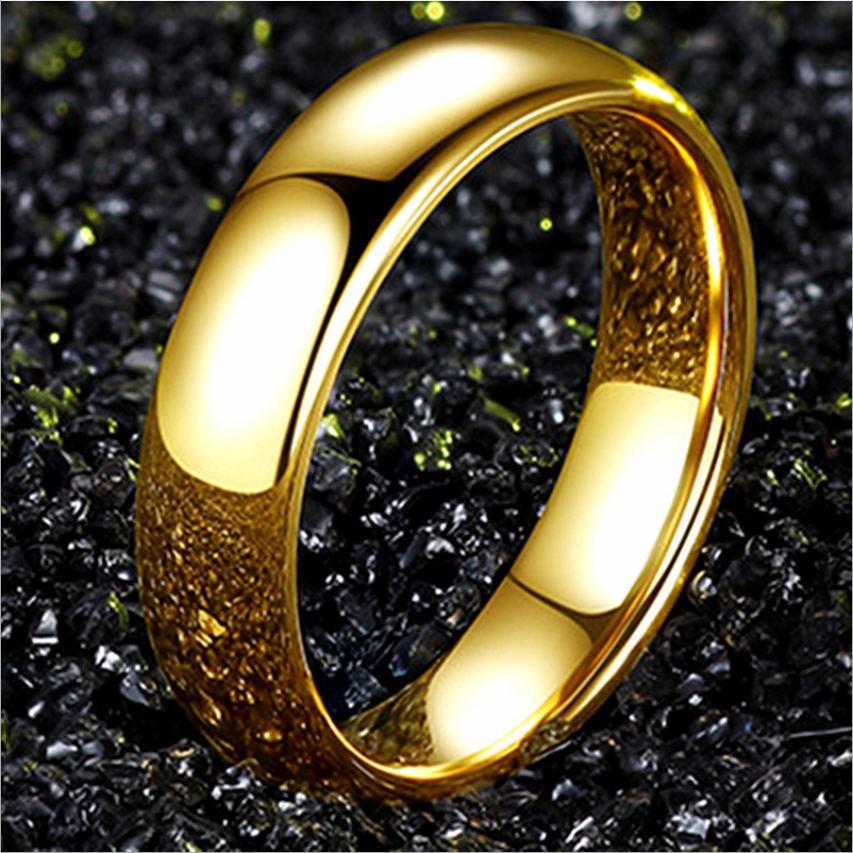 Multicolor Polished Stainless Steel Ring: 4mm-8mm Wide Gold, Silver, Black & Blue Ball Arc Design for Couples