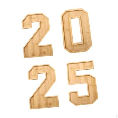 Number Serving Tray Made of Wood, Fillable, Decorative Plate for Cookies