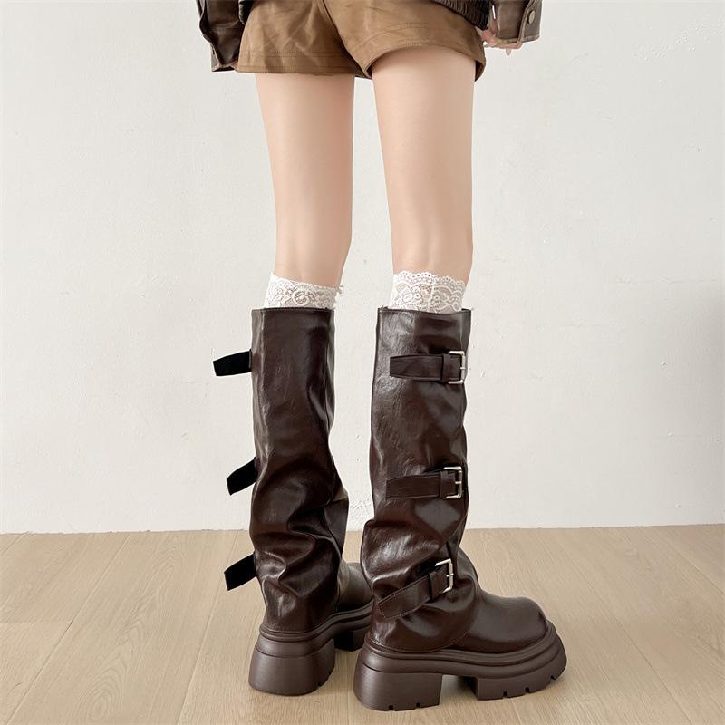 White fashion explosion thin medium and long boots women's shoes 2025 new autumn small thin thick heel trouser boots