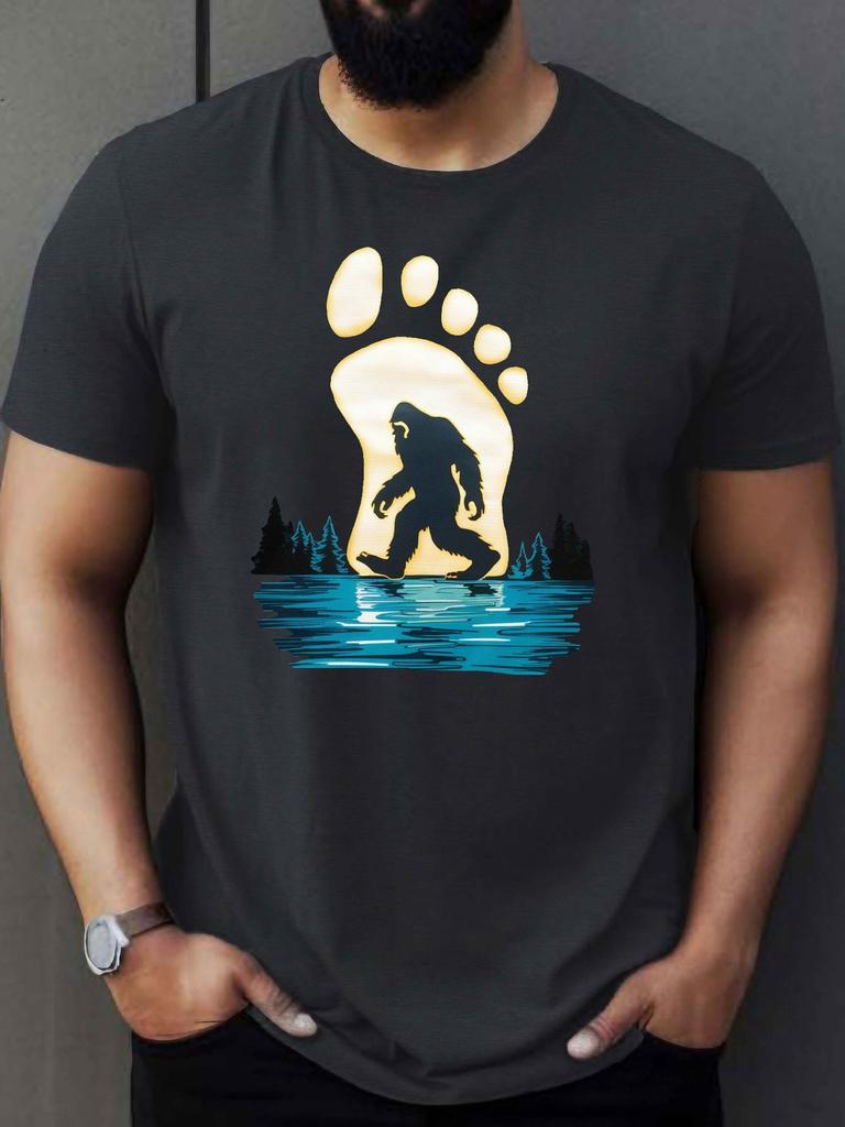 2026 Chinese New Year Bigfoot Wild Man Pattern Casual Short Sleeved Breathable Pure Cotton Machine Washable
