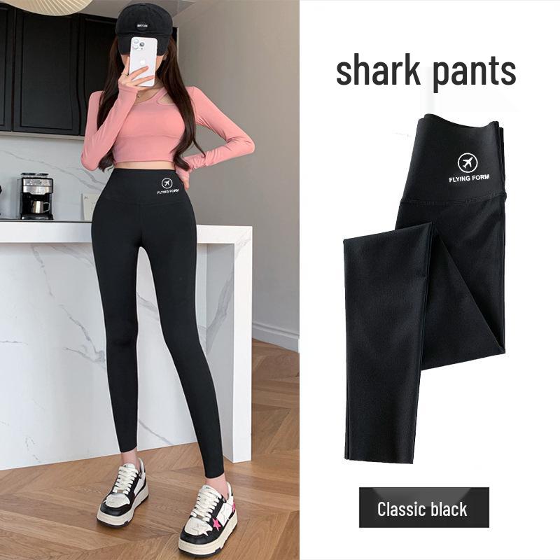 High Waist Lambswool Shark Leggings: Thickened Velvet Warm Yoga Pants for Women - Slimming and Shaping, Perfect for Autumn and Winter.