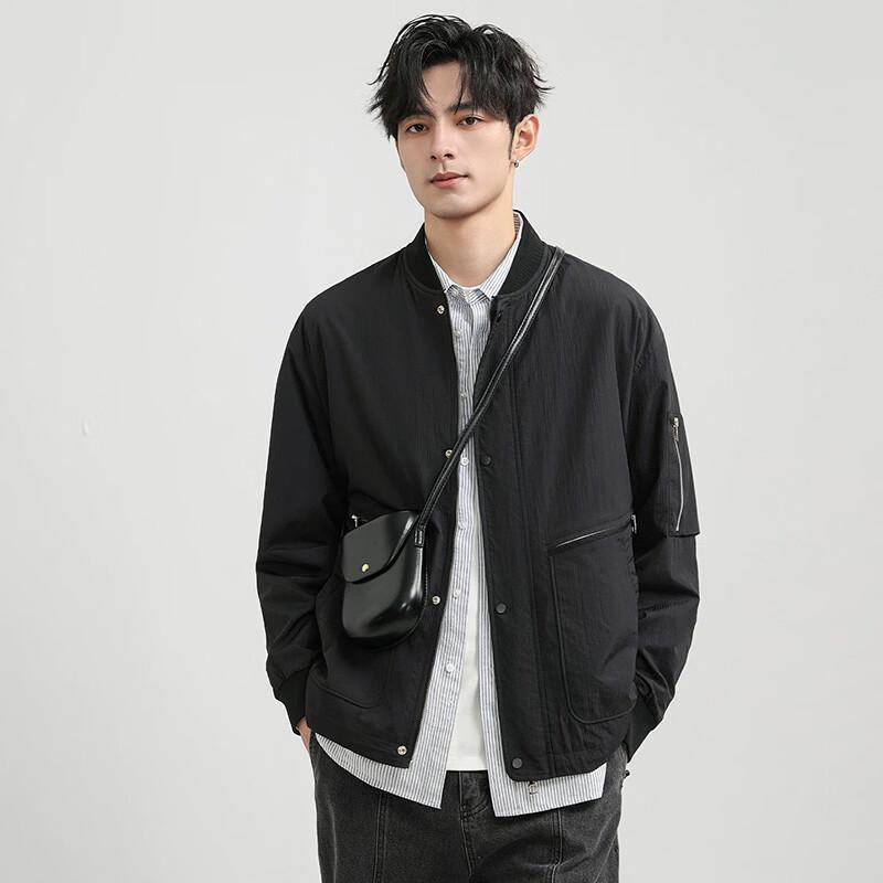 Men s Casual Loose Fit Baseball Collar Jacket M