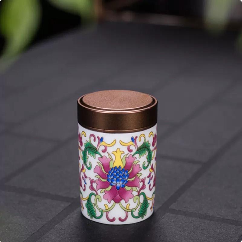 Exquisite Pastel Ceramic Tea Caddy Portable Travel Sealed Tea Boxes Tea Jar Storage Tank Coffee Canister Spice Candy Containers