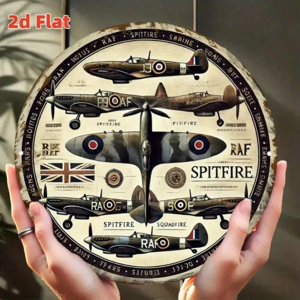 Vintage RAF Aircraft Metal Tin Sign Wall Art Spitfire Hurricane Mosquito WWII Plane Decor