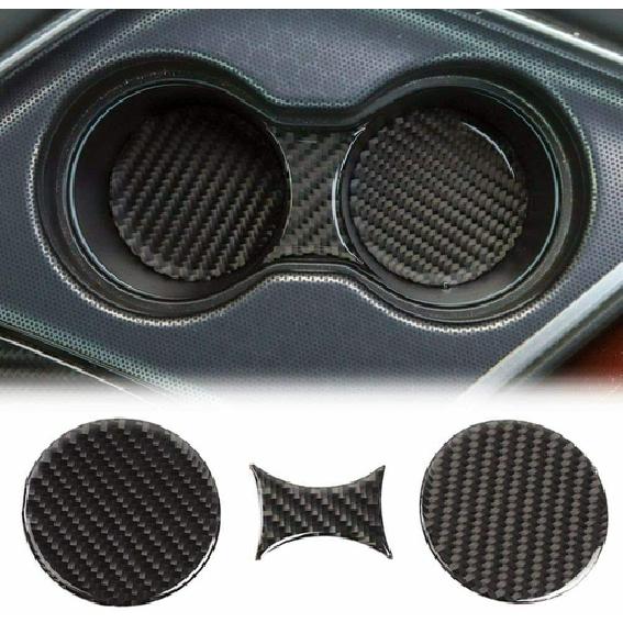 Soft Carbon Fiber Gear Shift Water Cup Holder Frame Trim for 15+Dodge Challenger