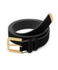 Weseullihyuseuteon Cowhide Suede Gold Buckle Belt Black