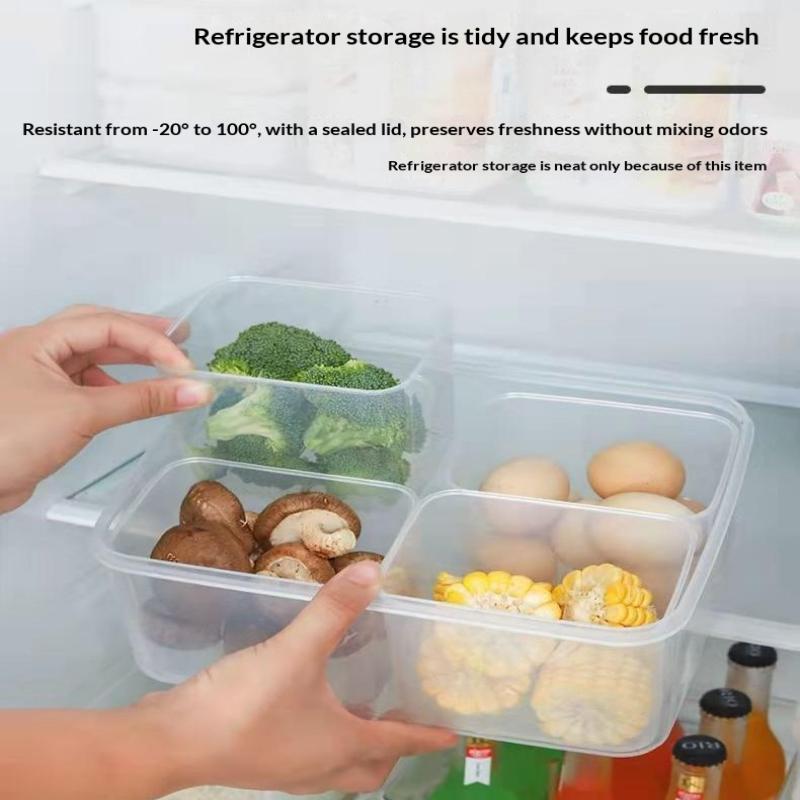 4 In 1 Transparent Fridge Storage Crisper Box M/L Size BPA Free for Meat Vegetable Meal Prep Pantry Use