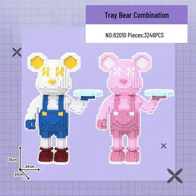 Girls' Compatible Lego: Violent Bear Building Block Series - Educational Micro-Block Interlocking Toys & Gifts