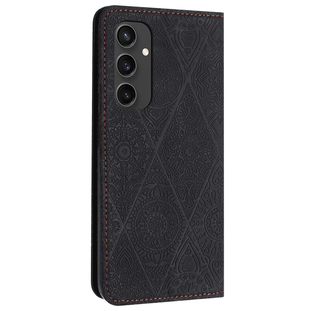 For Samsung Galaxy S24 FE Case Imprinted Flower Wallet Stand Leather Phone Cover