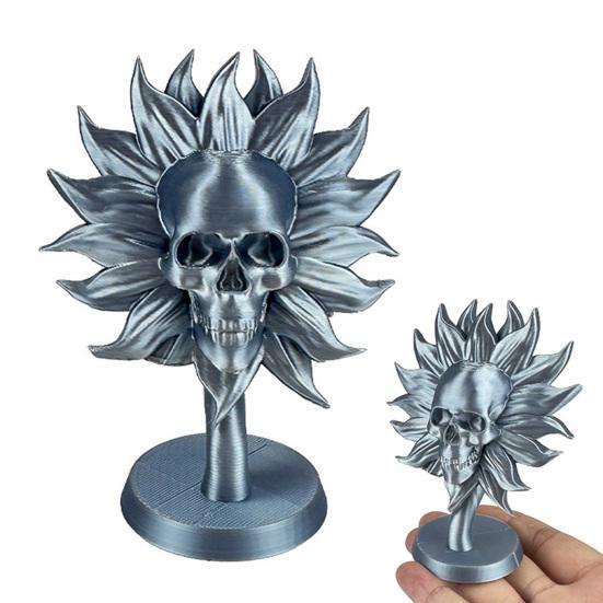 Skull Stand Sunflower-Themed Figurine 3D Printed Naughty Skeleton Potted Tables Shelves Vibrant Tabletop Decor