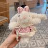 Rabbit Plush Keychain with Pearl Bowtie for Women, Lace Plaid Skirt Design, Long Ear Bunny Pendant for Bag Car, Friendship Gifts