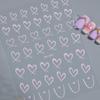 1 Sheet Nail Art Stickers 3D Cute Heart White Gold Silver Lines Love Heart Nail Decals DIY Adhesive Slider Manicure Decorations
