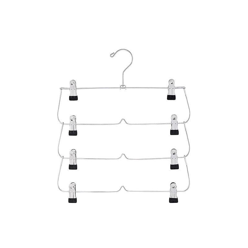 6-Layer Adjustable Foldable Metal Hanger with Clips for Skirts and Pants