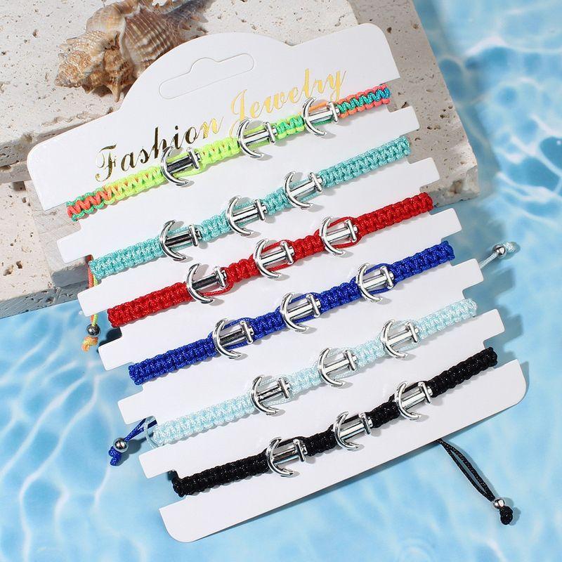 

Amazon Новая горячая распродажа Морской Морской Якорь Браслет 6 штук Ручной работы Регулируемый ремешок для переноски В наличии Лот Colorful sea anchor