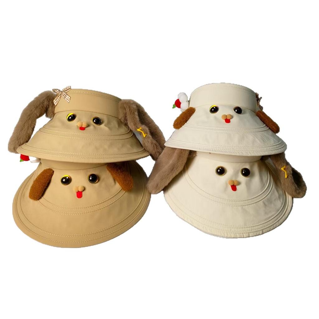 Cute dog cartoon long ears empty top hat children spring, summer and early autumn new decoration with big brim sun hat